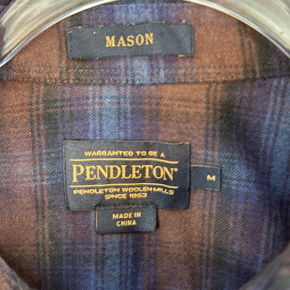 Pendleton Mason Men's Medium Button Down Blue & B… - image 7